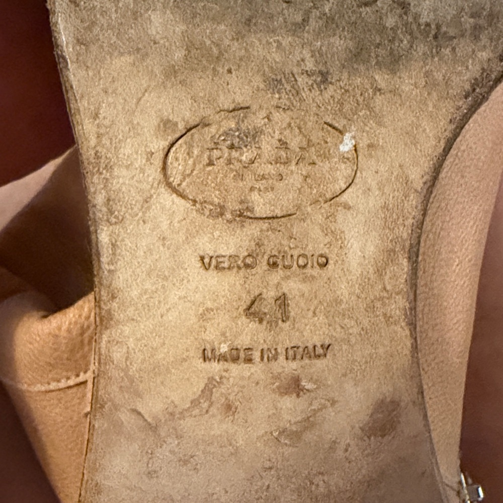 Prada Vintage Slouch Leather Mid-Calf Boots Camel Tan Made in Italy Size 41 / 10 - Picture 9 of 9
